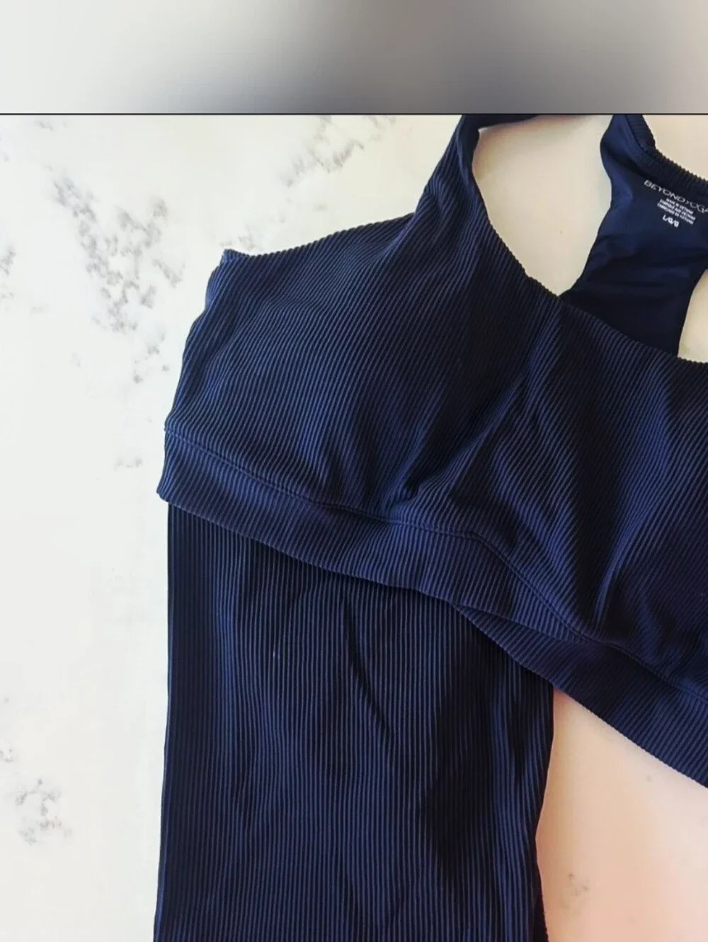 Beyond Yoga Ribbed Navy Sports Bra & Leggings Set - Picture 2 of 3